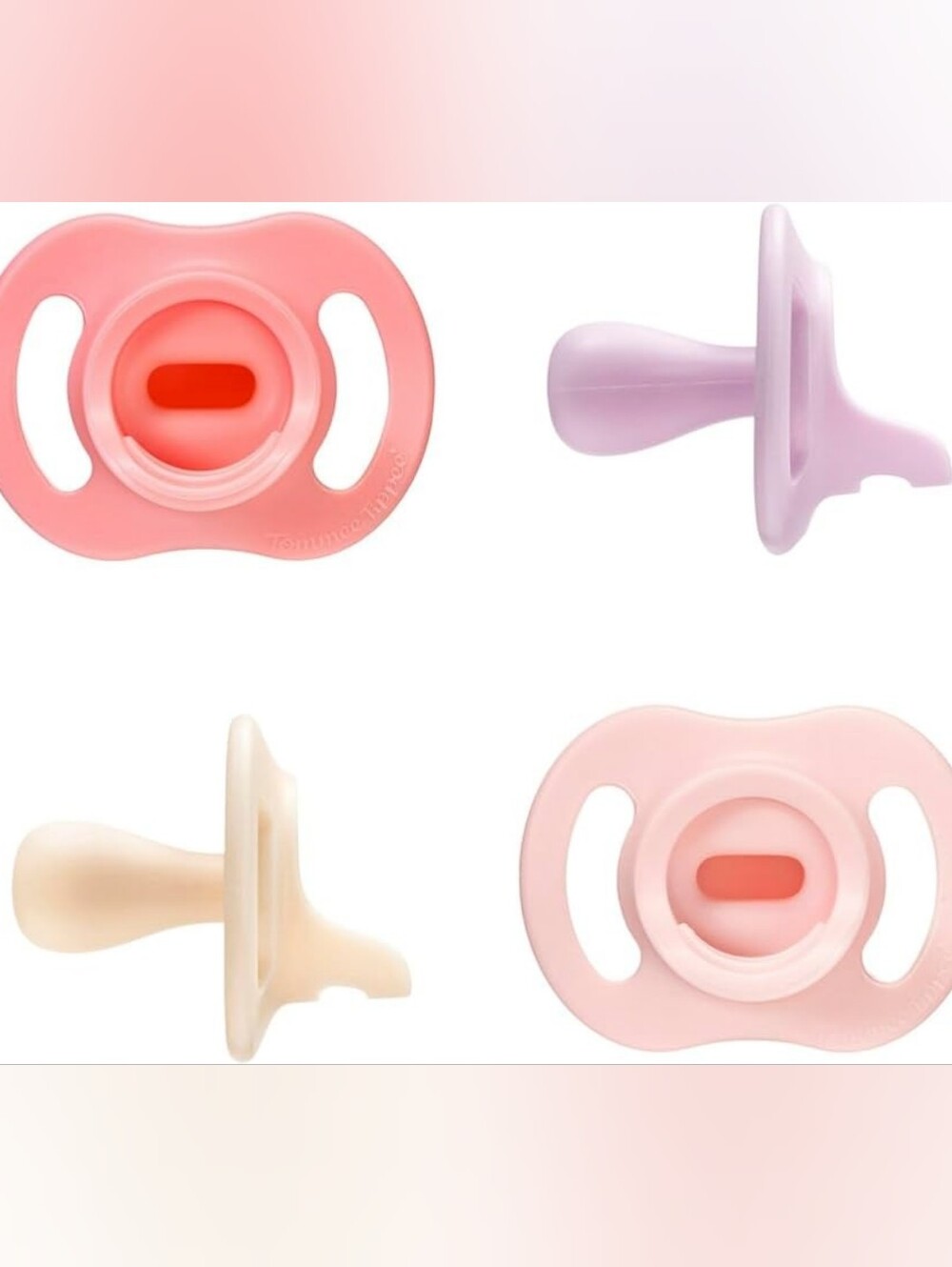 Tomme Tippee Pastel Silicone Baby Pacifier Set - Pink, Coral, Lilac & Cream